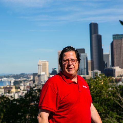 a man holding a frisbee