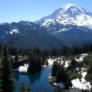 a view of a snow covered mountain