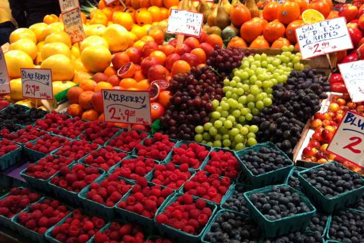 a variety of fruit on display in a store