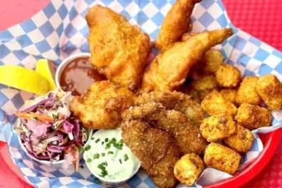 a tray of food on a plate