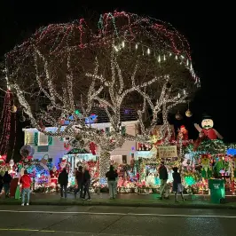 a group of people standing in front of a crowd