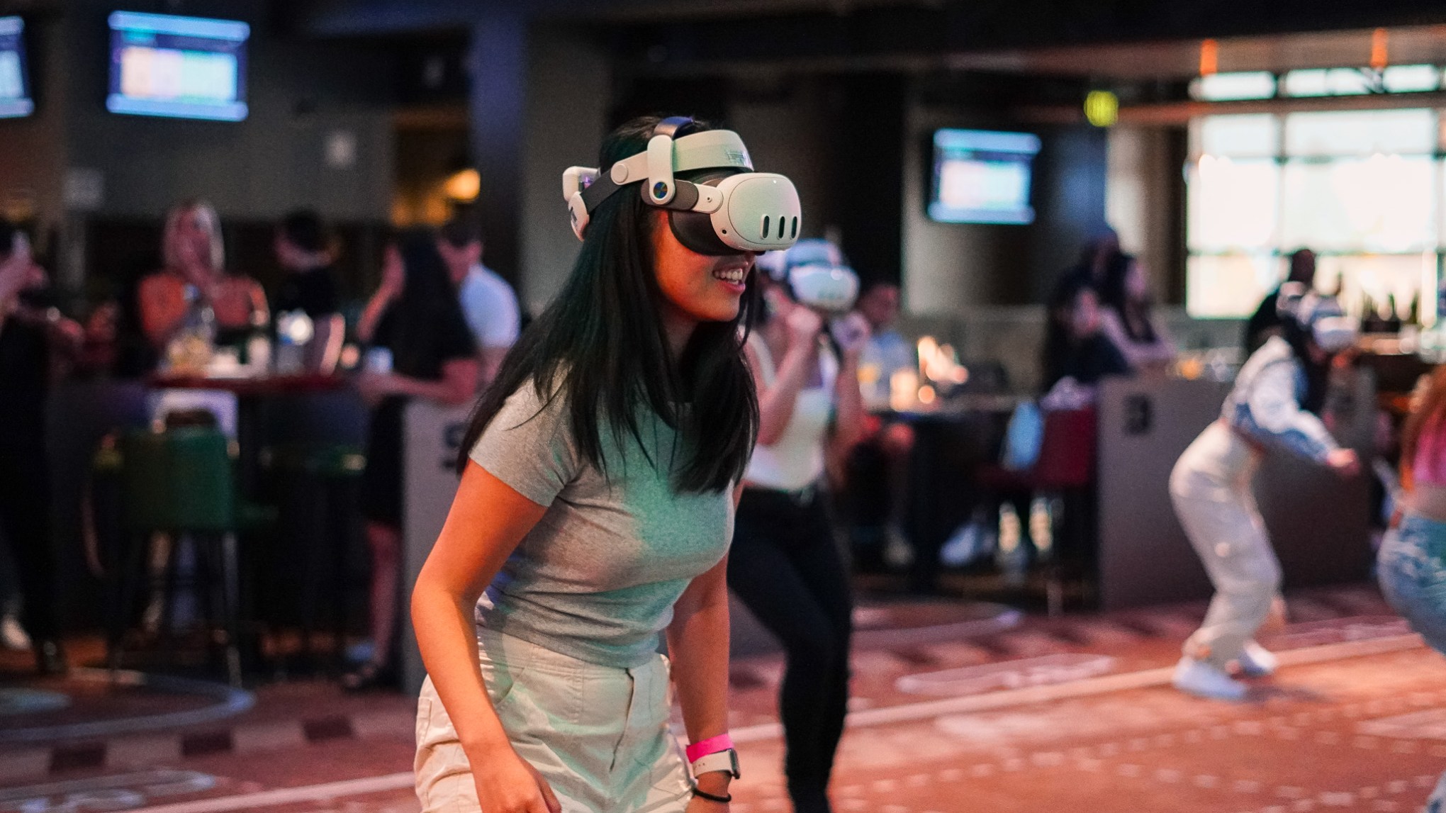 a person standing in front of a crowd